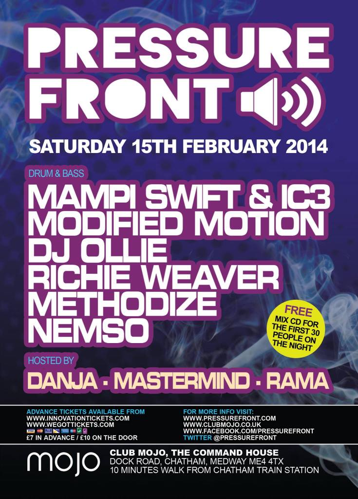 PRESSURE FRONT >> Mampi Swift | IC3 | Modified Motion | DJ Ollie | Richie Weaver & more